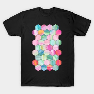 Pretty Pastel Hexagon Pattern in Oil Paint T-Shirt